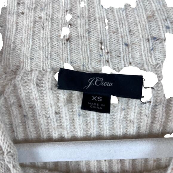 J.Crew Donegal Merino Wool Blend Sweater Roll Neck Beige Oatmeal XS Ribbed Cozy - Picture 5 of 9